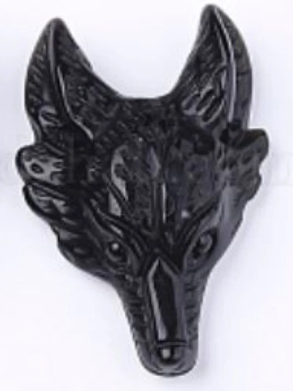 Wolf Black Obsidian Gemstone hand carved Wolf Head Choker Genuine Leather NEW